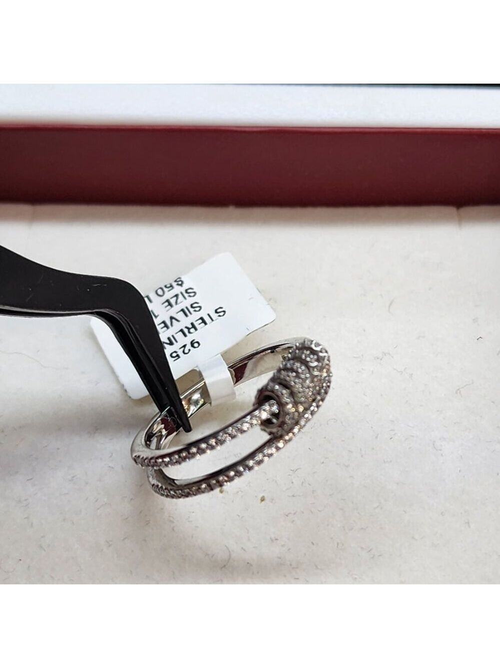Last One Sterling Silver 925 Twisted Design Sparkling Band - Picture 5 of 8